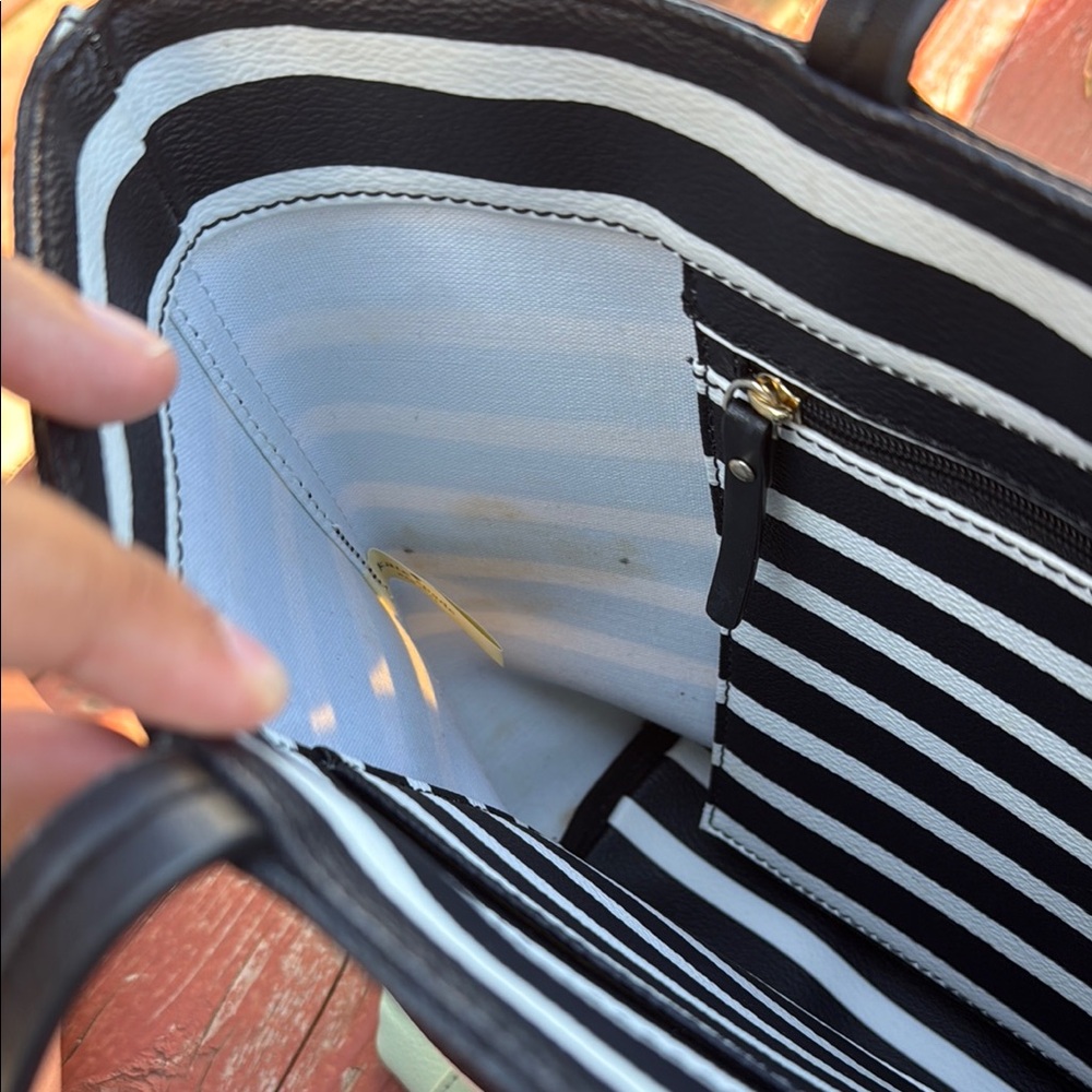 Kate Spade Black and Mint Striped Tote - Picture 8 of 12